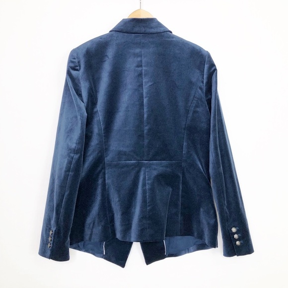 White House Black market teal blue velvet double breasted blazer - Picture 3 of 12
